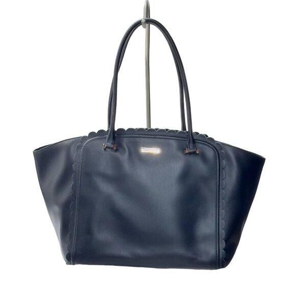 KATE SPADE New York Women's Black Leather Tote Bag Scalloped Straps - Picture 14 of 14